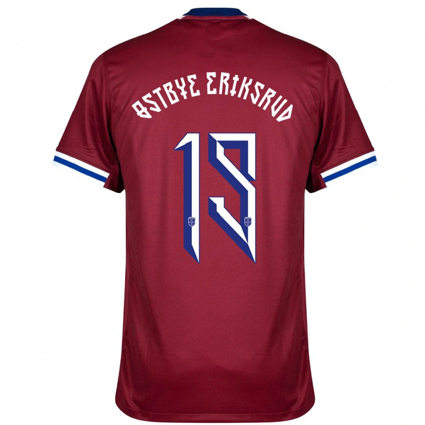 Danxen Hombre Camiseta Noruega Marius Østbye Eriksrud #19 Rojo Azul Blanco 1ª Equipación 24-26 La Camisa