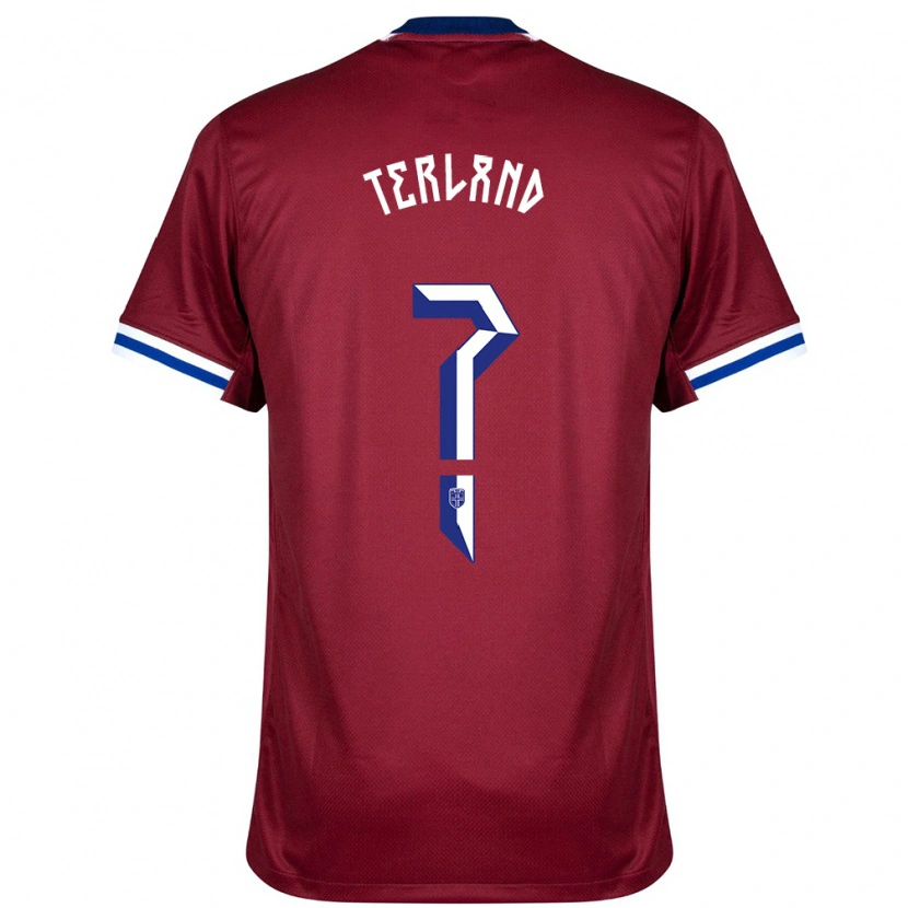 Danxen Hombre Camiseta Noruega Elisabeth Terland #0 Rojo Azul Blanco 1ª Equipación 24-26 La Camisa