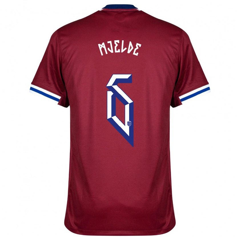 Danxen Hombre Camiseta Noruega Maren Mjelde #6 Rojo Azul Blanco 1ª Equipación 24-26 La Camisa