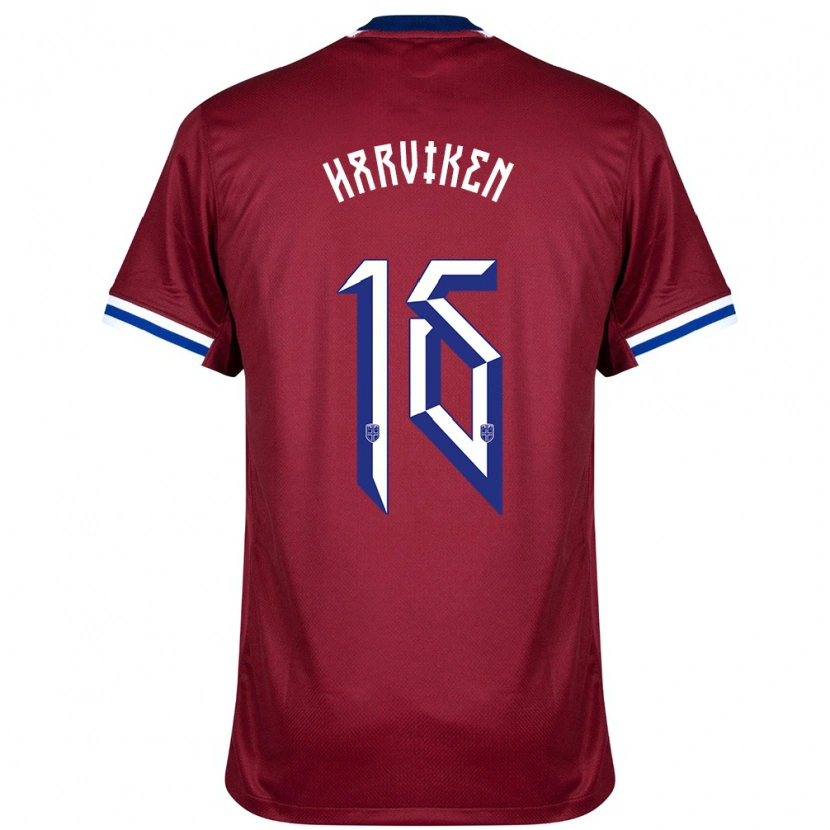 Danxen Hombre Camiseta Noruega Mathilde Harviken #16 Rojo Azul Blanco 1ª Equipación 24-26 La Camisa