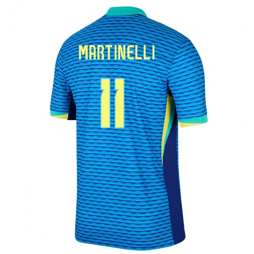 Danxen Hombre Camiseta Brasil Gabriel Martinelli #11 Azul 2ª Equipación 24-26 La Camisa