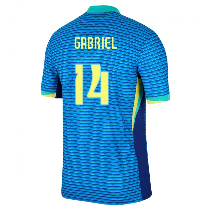 Danxen Hombre Camiseta Brasil Gabriel Magalhães #14 Azul 2ª Equipación 24-26 La Camisa