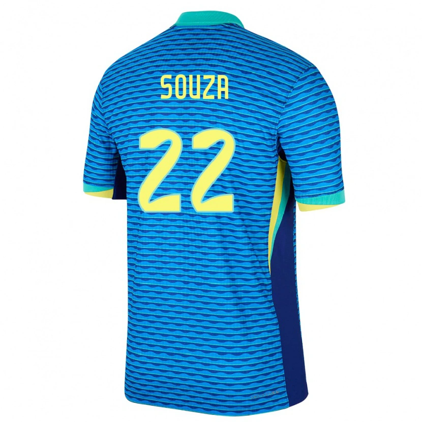Danxen Hombre Camiseta Brasil Luiz Souza #22 Azul 2ª Equipación 24-26 La Camisa