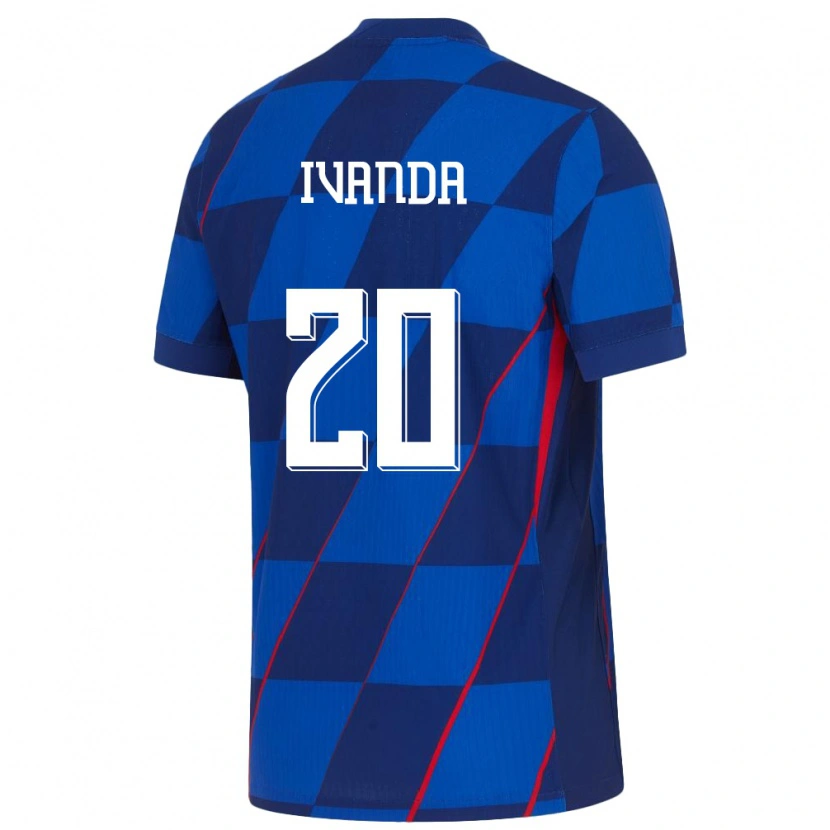 Danxen Hombre Camiseta Croacia Borna Ivanda #20 Azul 2ª Equipación 24-26 La Camisa