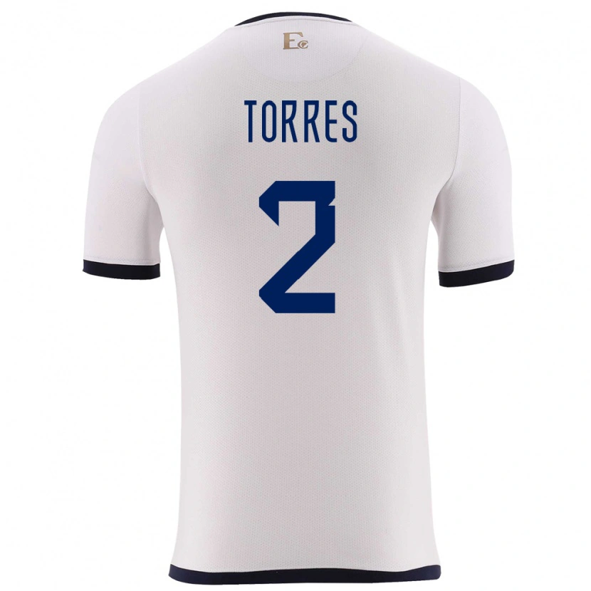Danxen Hombre Camiseta Ecuador Félix Torres #2 Blanco 2ª Equipación 24-26 La Camisa
