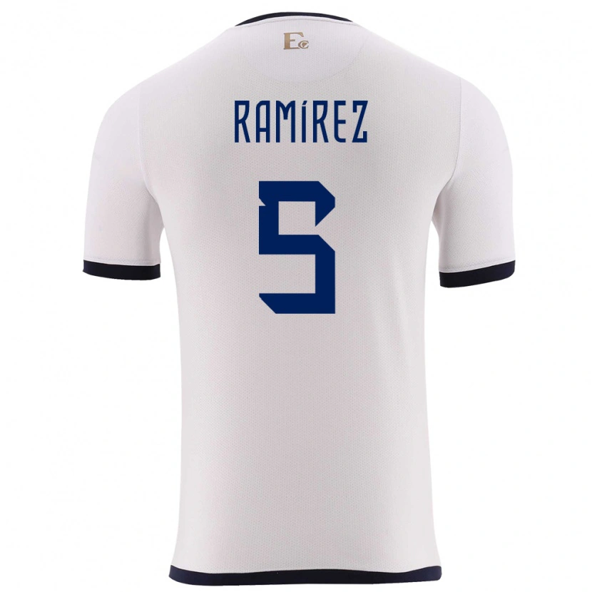 Danxen Hombre Camiseta Ecuador Cristian Ramírez #5 Blanco 2ª Equipación 24-26 La Camisa