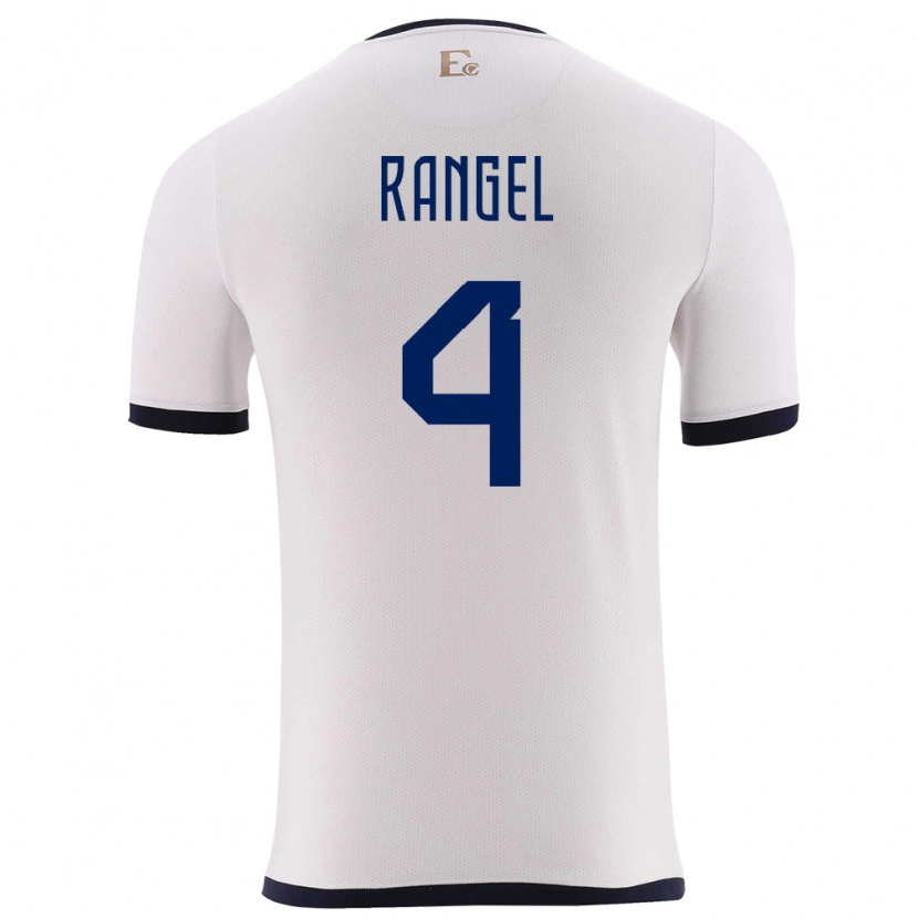 Danxen Hombre Camiseta Ecuador Álex Rangel #4 Blanco 2ª Equipación 24-26 La Camisa