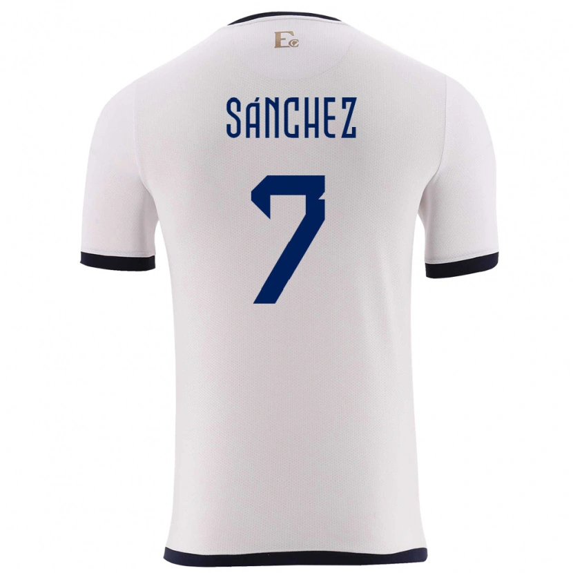 Danxen Hombre Camiseta Ecuador Santiago Sánchez #7 Blanco 2ª Equipación 24-26 La Camisa