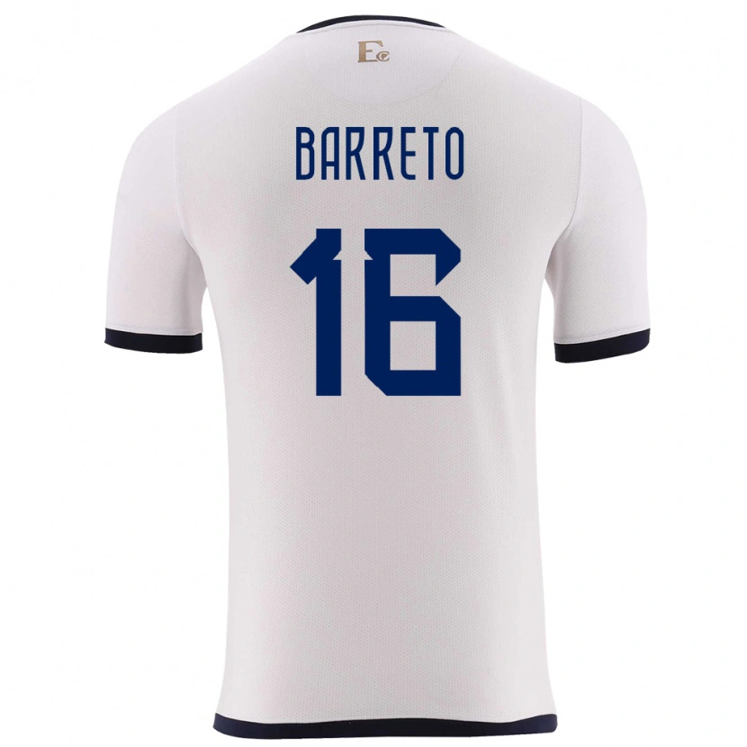Danxen Hombre Camiseta Ecuador Andry Barreto #16 Blanco 2ª Equipación 24-26 La Camisa