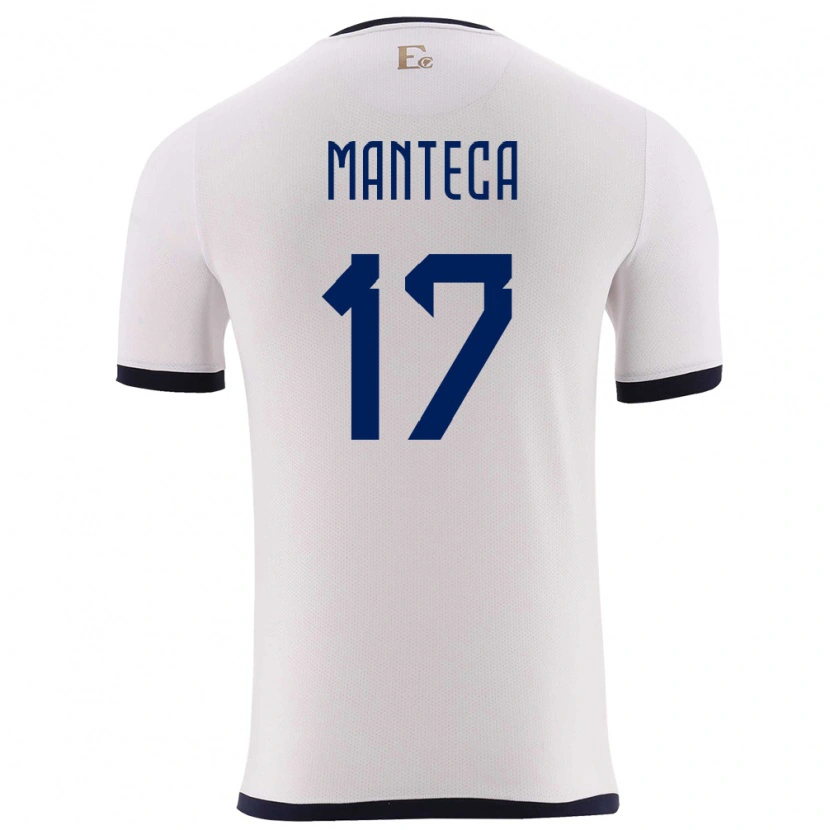 Danxen Hombre Camiseta Ecuador Demcy Manteca #17 Blanco 2ª Equipación 24-26 La Camisa