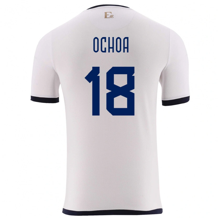 Danxen Hombre Camiseta Ecuador Youri Ochoa #18 Blanco 2ª Equipación 24-26 La Camisa