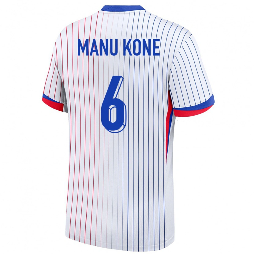 Danxen Hombre Camiseta Francia Manu Koné #6 Blanco 2ª Equipación 24-26 La Camisa