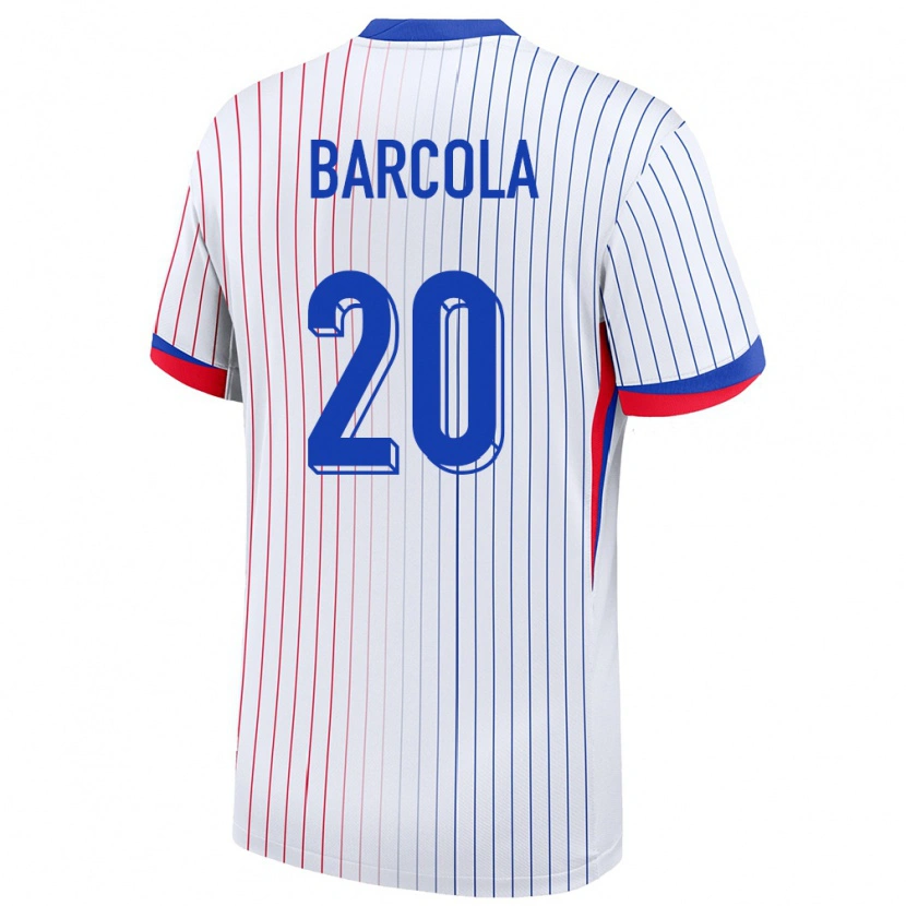 Danxen Hombre Camiseta Francia Bradley Barcola #20 Blanco 2ª Equipación 24-26 La Camisa