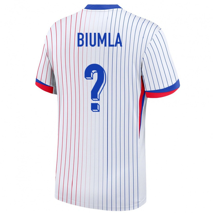 Danxen Hombre Camiseta Francia Emmanuel Biumla #0 Blanco 2ª Equipación 24-26 La Camisa