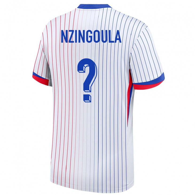 Danxen Hombre Camiseta Francia Rabby Nzingoula #0 Blanco 2ª Equipación 24-26 La Camisa