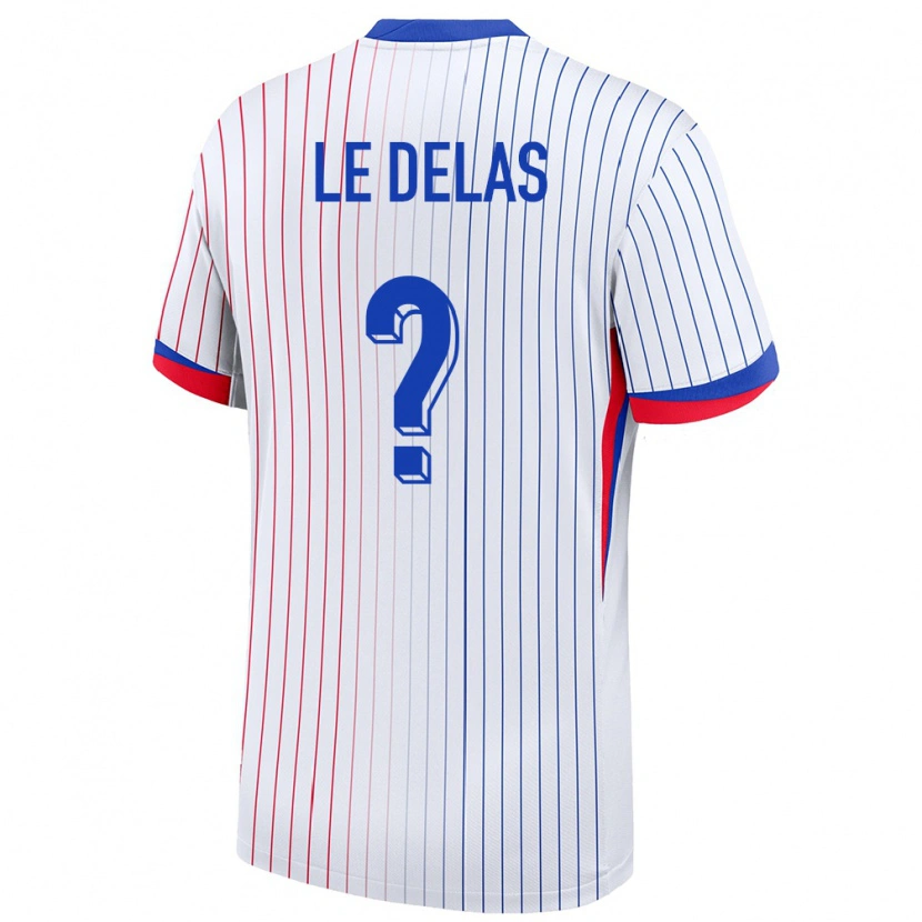 Danxen Hombre Camiseta Francia Mattéo Le Delas #0 Blanco 2ª Equipación 24-26 La Camisa