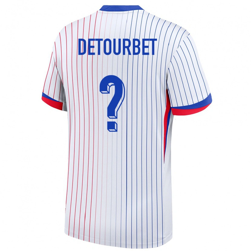 Danxen Hombre Camiseta Francia Mathys Detourbet #0 Blanco 2ª Equipación 24-26 La Camisa