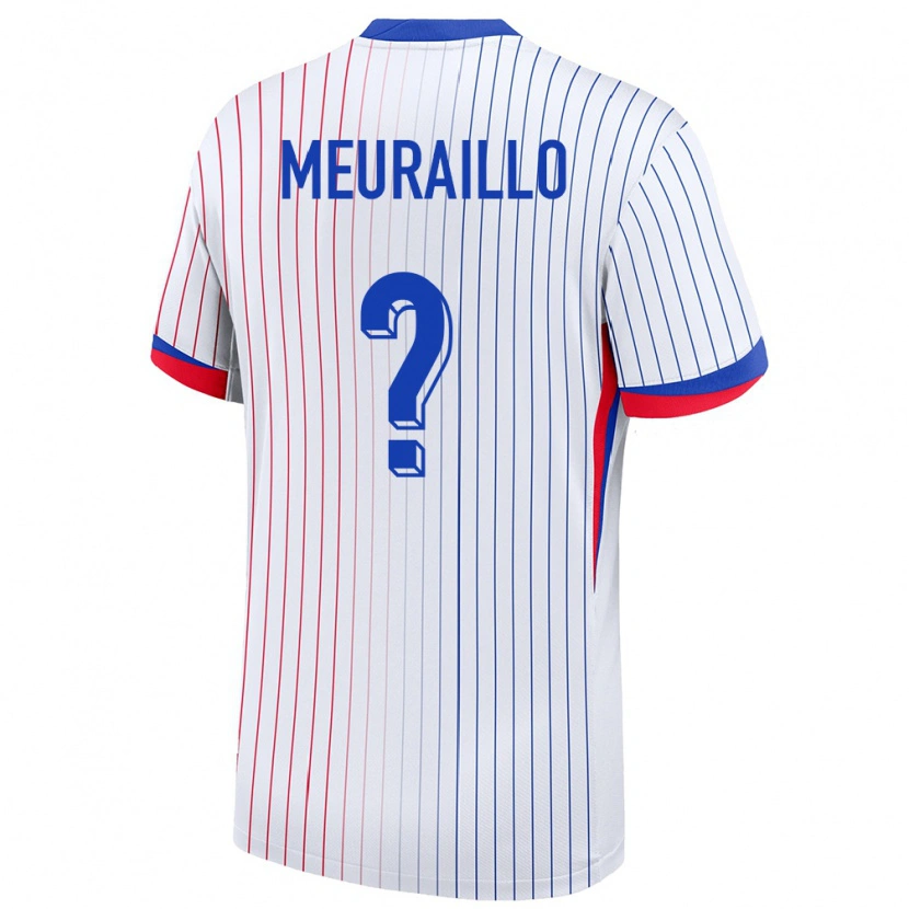 Danxen Hombre Camiseta Francia Thâo Mouapa Mwa Meuraillo #0 Blanco 2ª Equipación 24-26 La Camisa