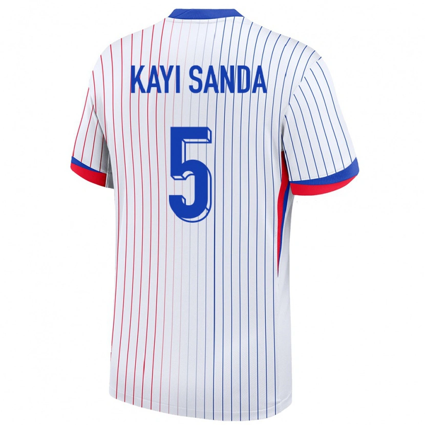 Danxen Hombre Camiseta Francia Joachim Kayi Sanda #5 Blanco 2ª Equipación 24-26 La Camisa
