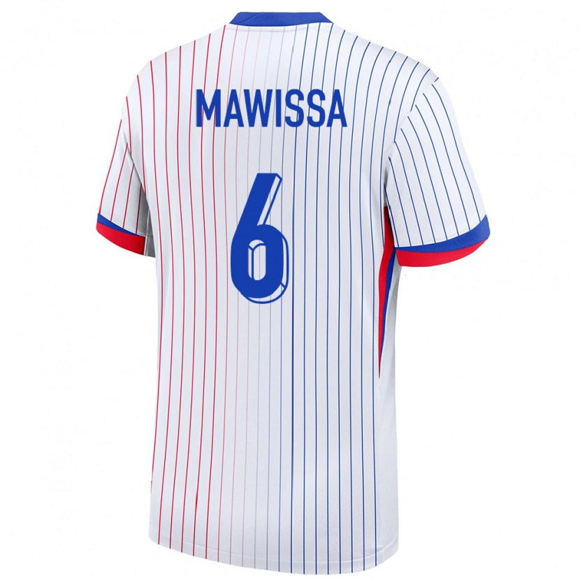 Danxen Hombre Camiseta Francia Christian Mawissa #6 Blanco 2ª Equipación 24-26 La Camisa