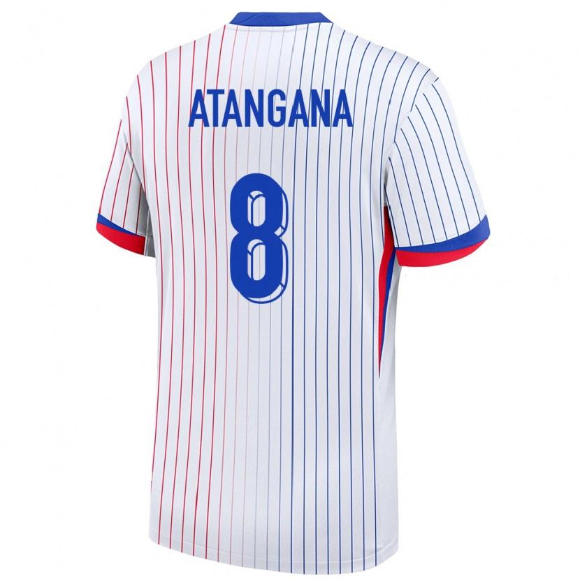Danxen Hombre Camiseta Francia Valentin Atangana #8 Blanco 2ª Equipación 24-26 La Camisa