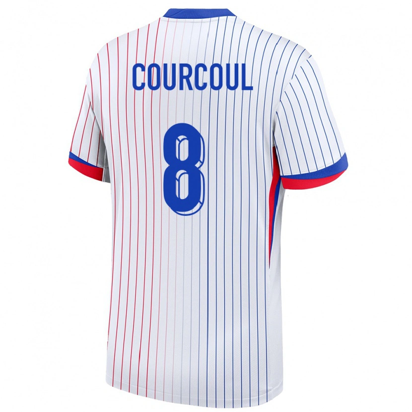 Danxen Hombre Camiseta Francia Marius Courcoul #8 Blanco 2ª Equipación 24-26 La Camisa