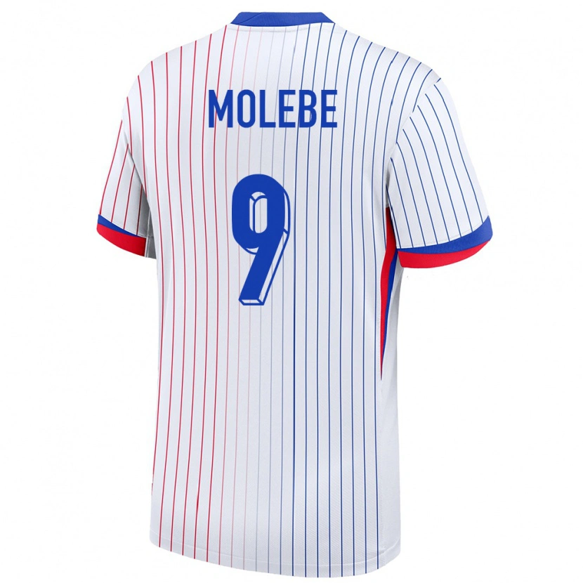 Danxen Hombre Camiseta Francia Enzo Molebe #9 Blanco 2ª Equipación 24-26 La Camisa