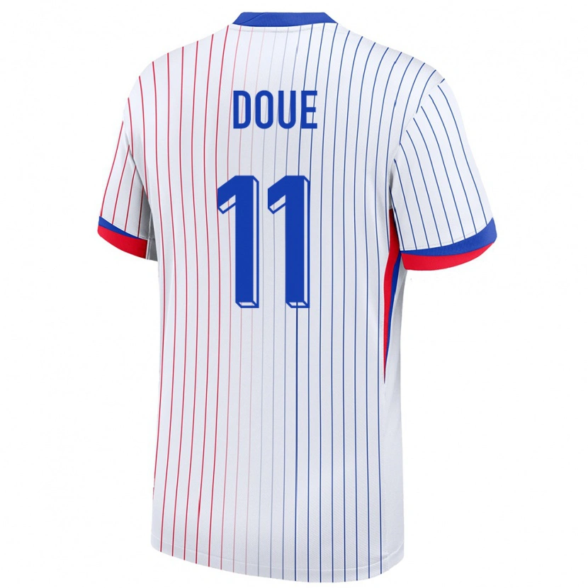 Danxen Hombre Camiseta Francia Désiré Doué #11 Blanco 2ª Equipación 24-26 La Camisa