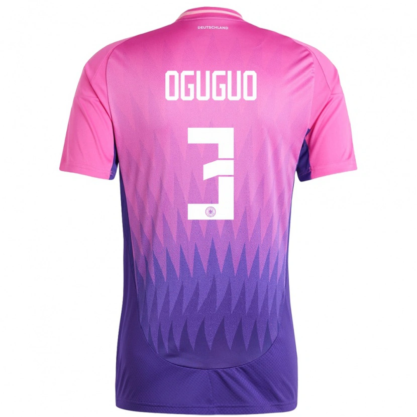 Danxen Hombre Camiseta Alemania Elijah Oguguo #3 Rosado Morado 2ª Equipación 24-26 La Camisa