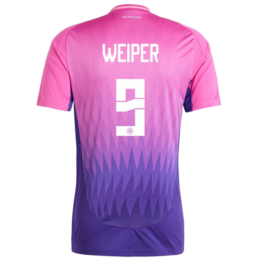 Danxen Hombre Camiseta Alemania Nelson Weiper #9 Rosado Morado 2ª Equipación 24-26 La Camisa