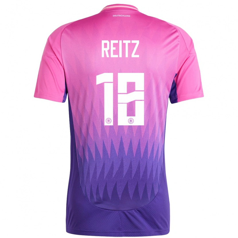 Danxen Hombre Camiseta Alemania Rocco Reitz #18 Rosado Morado 2ª Equipación 24-26 La Camisa