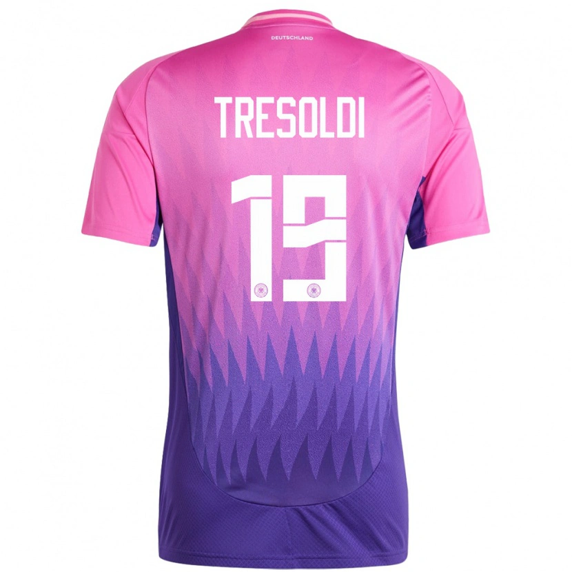 Danxen Hombre Camiseta Alemania Nicolò Tresoldi #19 Rosado Morado 2ª Equipación 24-26 La Camisa