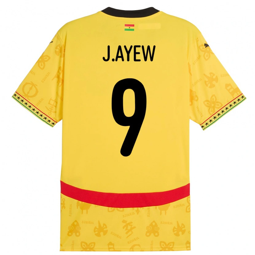 Danxen Hombre Camiseta Ghana Jordan Ayew #9 Amarillo 2ª Equipación 24-26 La Camisa
