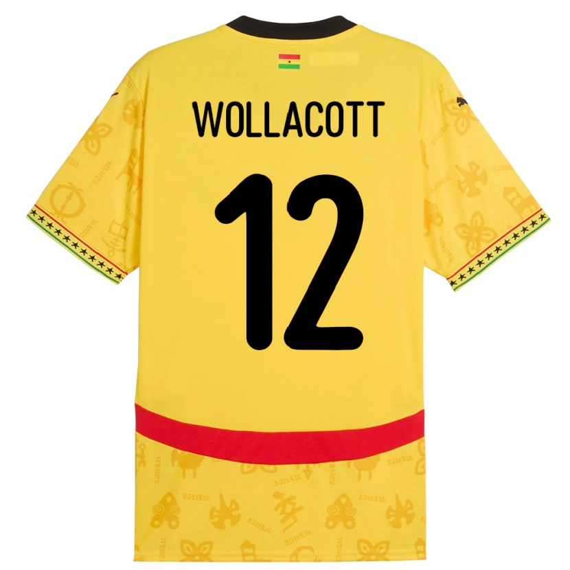 Danxen Hombre Camiseta Ghana Joe Wollacott #12 Amarillo 2ª Equipación 24-26 La Camisa