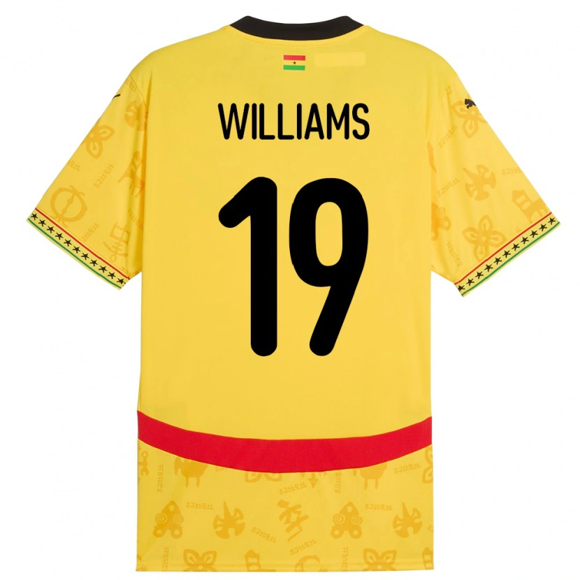 Danxen Hombre Camiseta Ghana Iñaki Williams #19 Amarillo 2ª Equipación 24-26 La Camisa