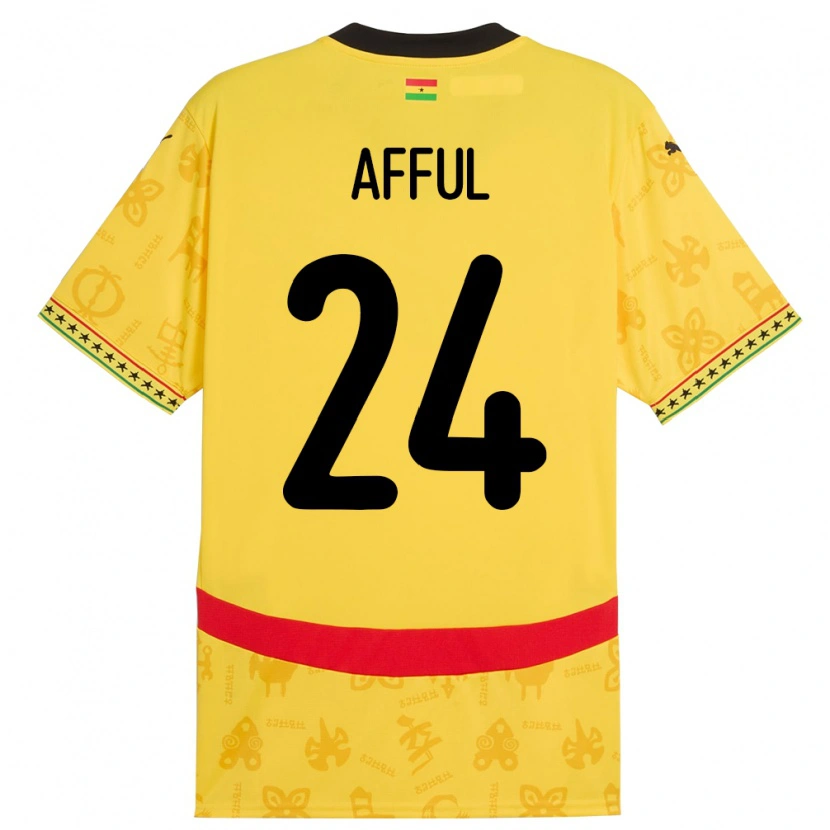 Danxen Hombre Camiseta Ghana Isaac Afful #24 Amarillo 2ª Equipación 24-26 La Camisa