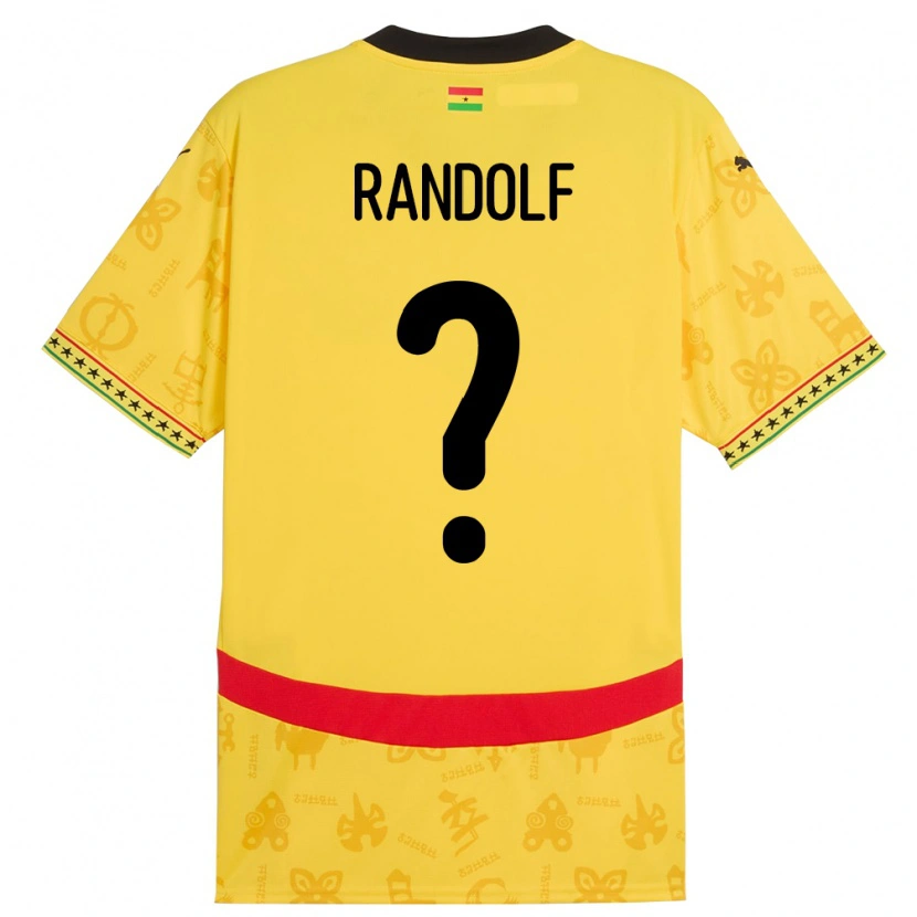 Danxen Hombre Camiseta Ghana Augustine Randolf #0 Amarillo 2ª Equipación 24-26 La Camisa