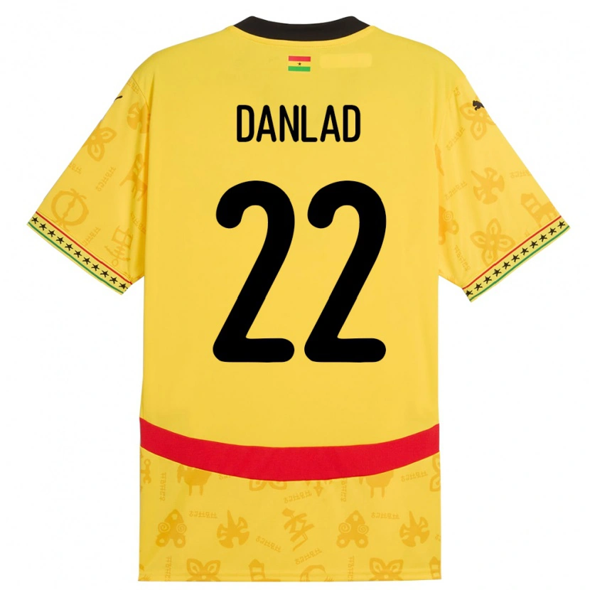 Danxen Hombre Camiseta Ghana Ibrahim Danlad #22 Amarillo 2ª Equipación 24-26 La Camisa