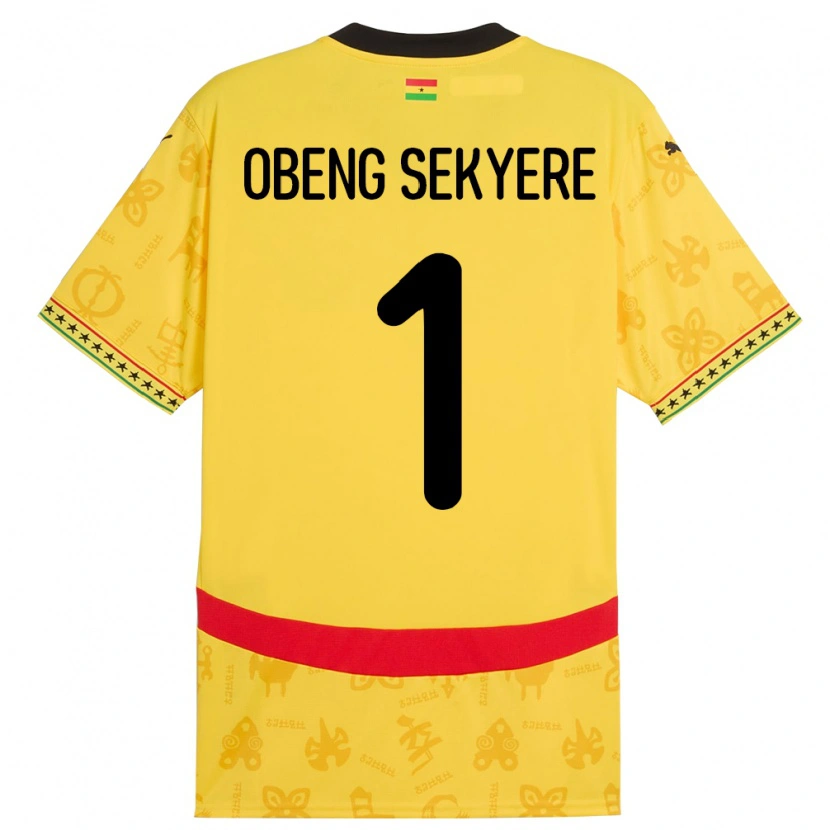 Danxen Hombre Camiseta Ghana Gregory Obeng Sekyere #1 Amarillo 2ª Equipación 24-26 La Camisa