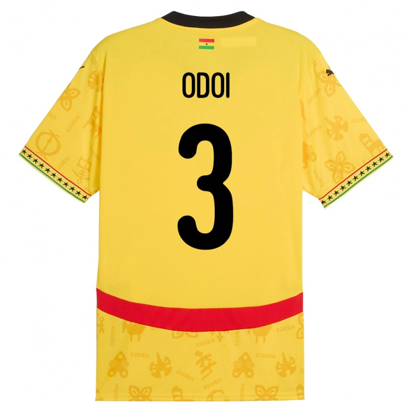 Danxen Hombre Camiseta Ghana Denis Odoi #3 Amarillo 2ª Equipación 24-26 La Camisa