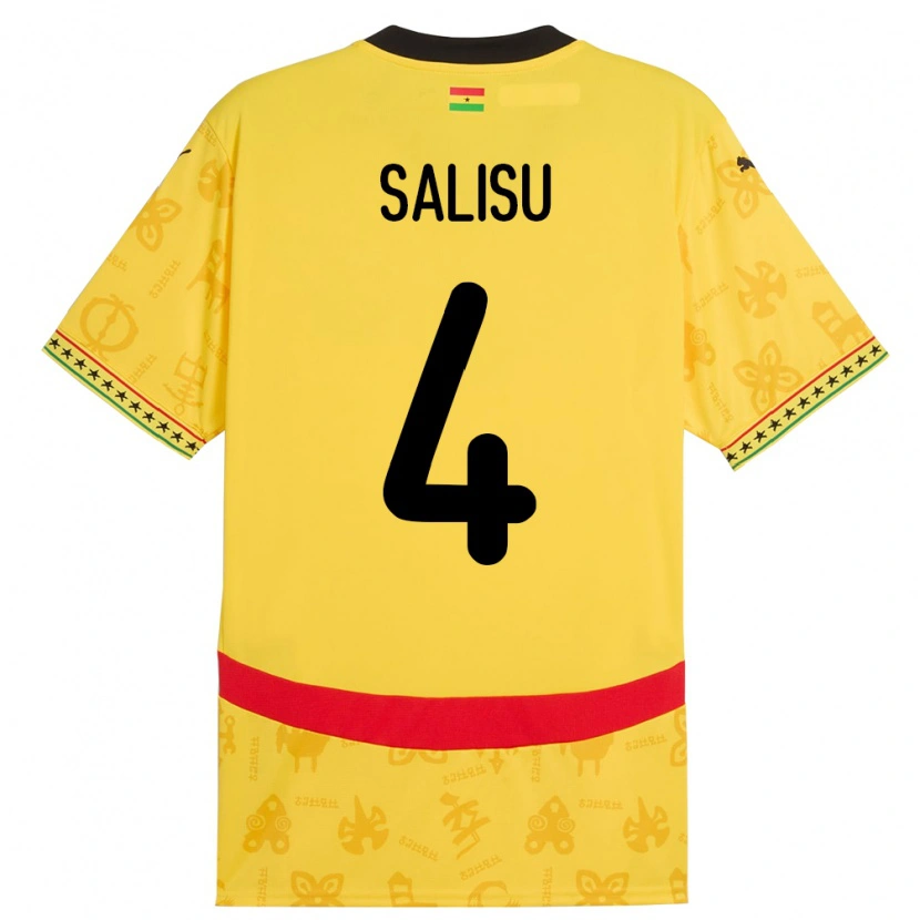 Danxen Hombre Camiseta Ghana Mohammed Salisu #4 Amarillo 2ª Equipación 24-26 La Camisa
