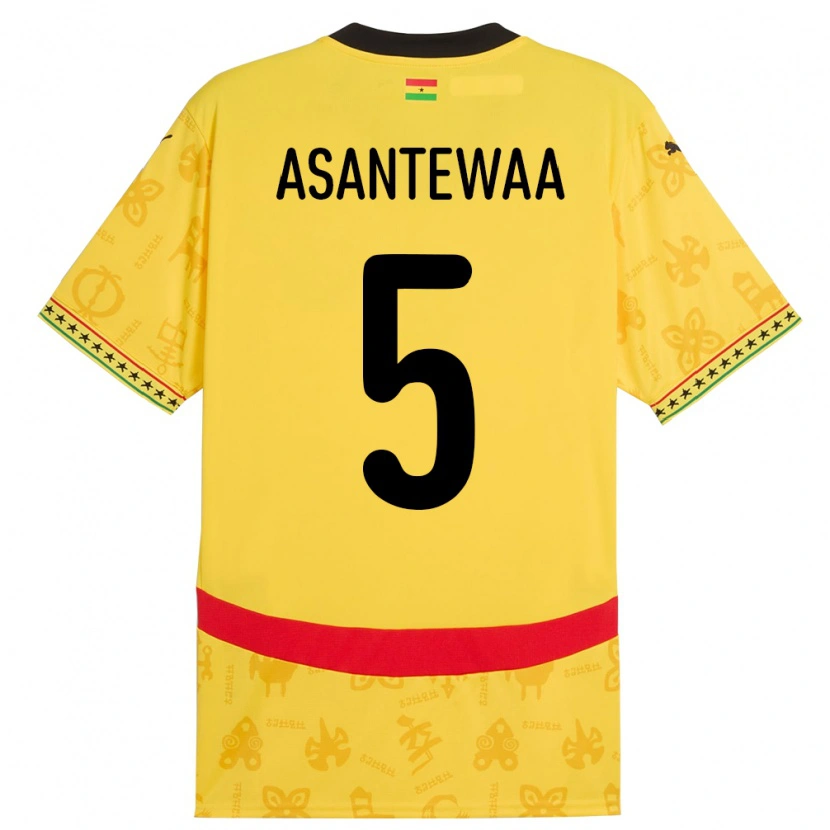 Danxen Hombre Camiseta Ghana Grace Asantewaa #5 Amarillo 2ª Equipación 24-26 La Camisa