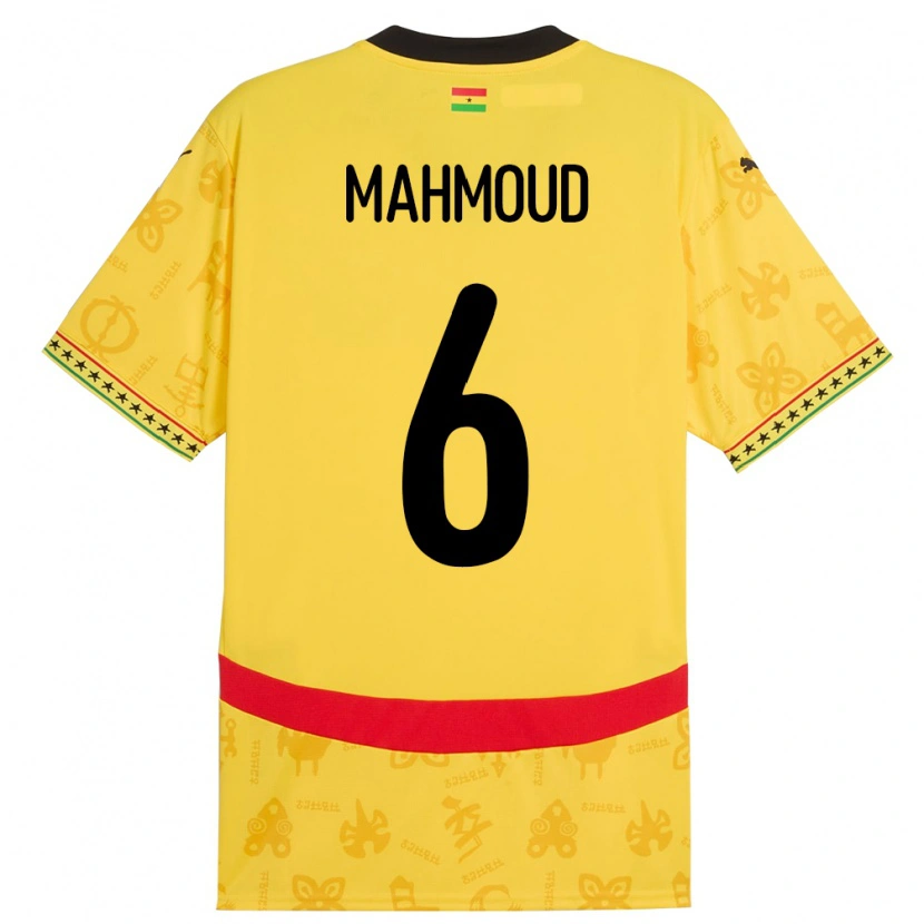 Danxen Hombre Camiseta Ghana Mohaison Mahmoud #6 Amarillo 2ª Equipación 24-26 La Camisa