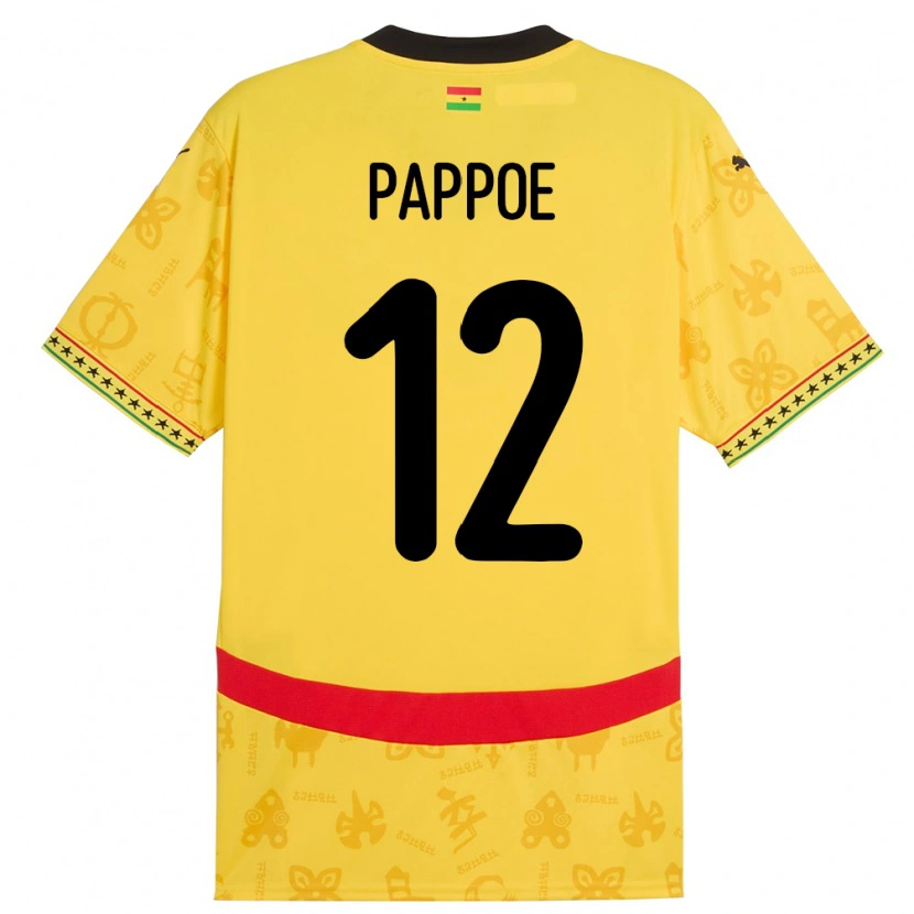 Danxen Hombre Camiseta Ghana Isaac Pappoe #12 Amarillo 2ª Equipación 24-26 La Camisa