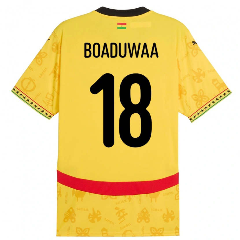 Danxen Hombre Camiseta Ghana Doris Boaduwaa #18 Amarillo 2ª Equipación 24-26 La Camisa