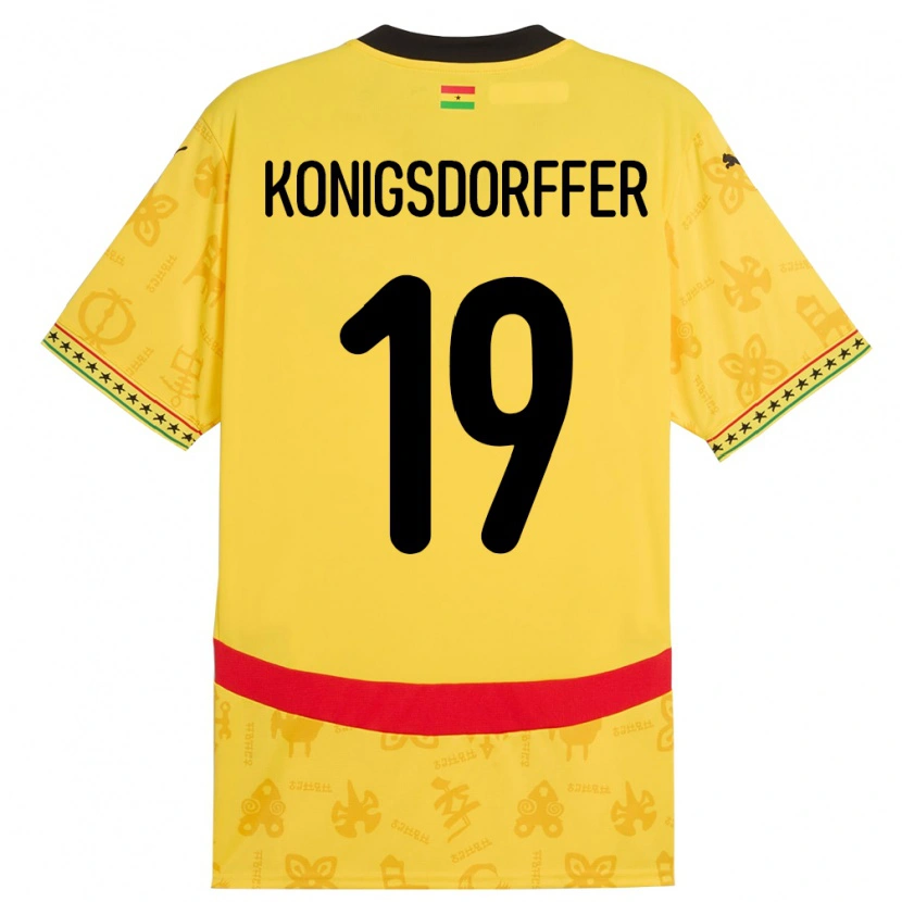 Danxen Hombre Camiseta Ghana Ransford-Yeboah Konigsdorffer #19 Amarillo 2ª Equipación 24-26 La Camisa
