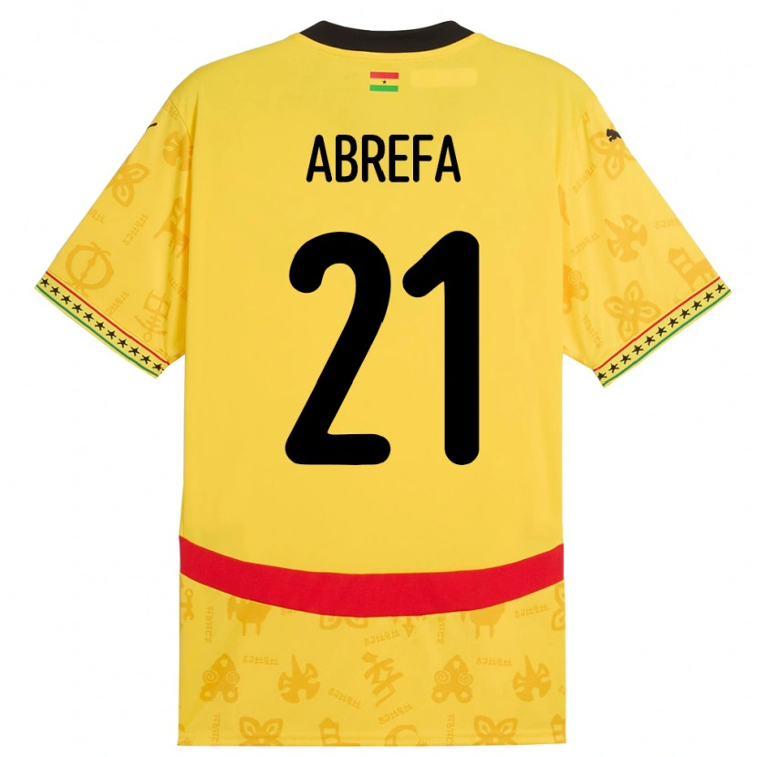 Danxen Hombre Camiseta Ghana Kelvin Abrefa #21 Amarillo 2ª Equipación 24-26 La Camisa