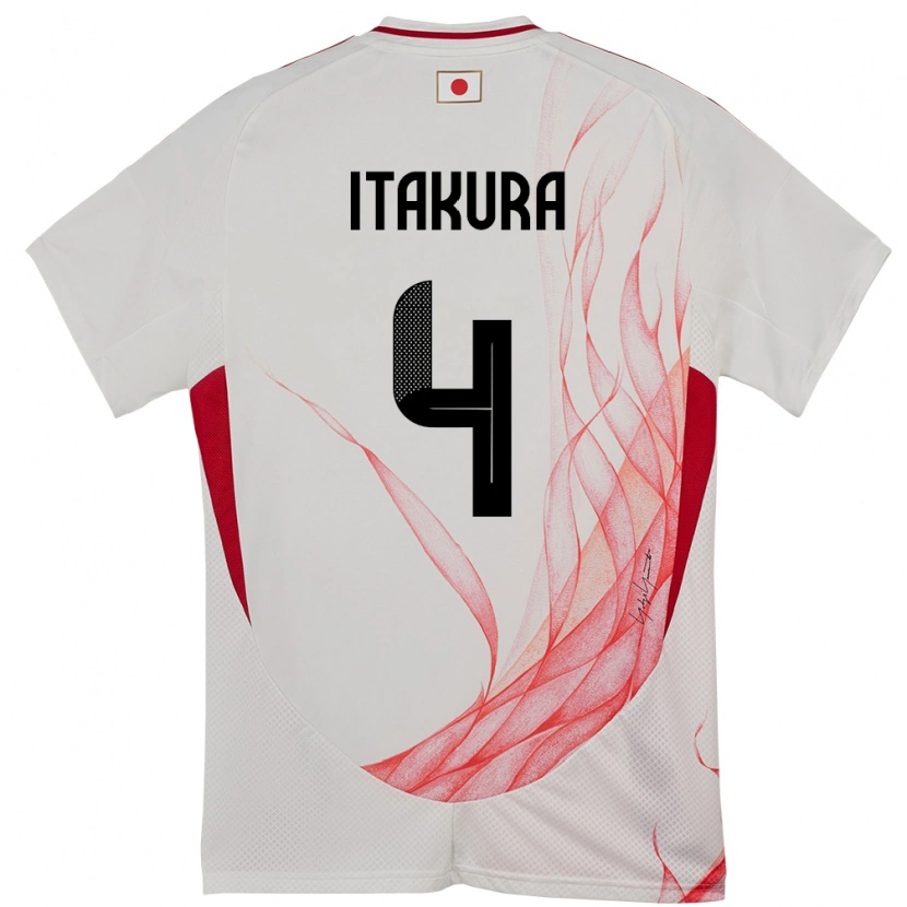 Danxen Hombre Camiseta Japón Ko Itakura #4 Blanco 2ª Equipación 24-26 La Camisa