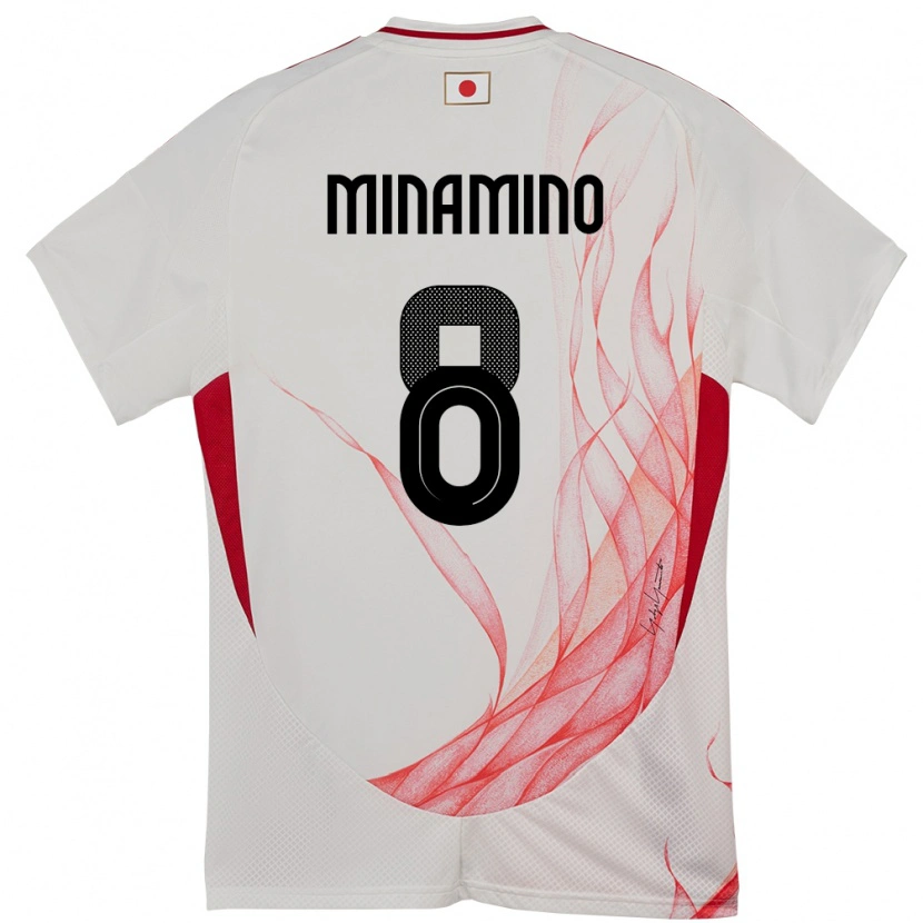 Danxen Hombre Camiseta Japón Takumi Minamino #8 Blanco 2ª Equipación 24-26 La Camisa