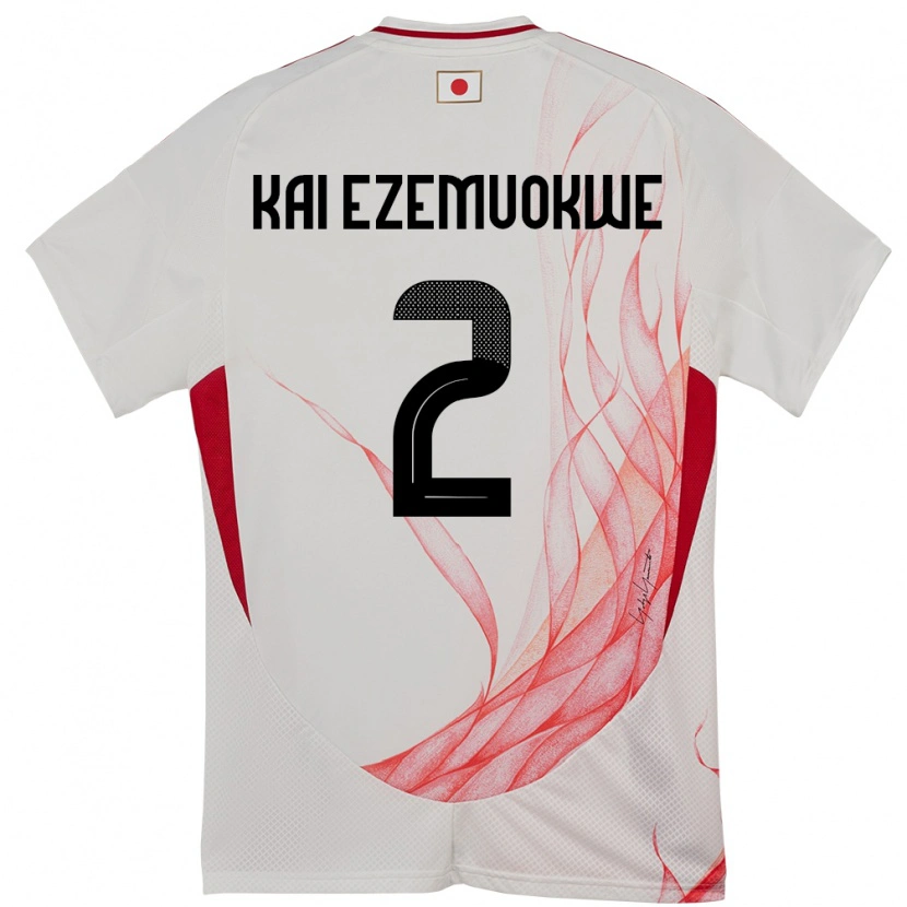 Danxen Hombre Camiseta Japón Chimezie Kai Ezemuokwe #2 Blanco 2ª Equipación 24-26 La Camisa